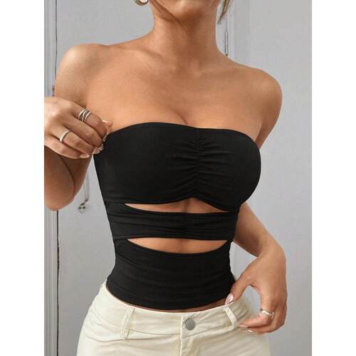 Fashion High-Quality Versatile Halter Top Shoulder Cut-Out