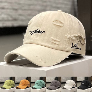 Distressed Vintage Baseball Cap   Embroidered Lettering Dad