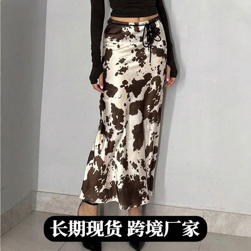 PrintSatinSkirtWomenFashion