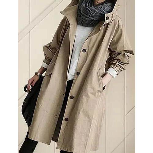 Q 25881 Women Hooded Trench Coat Elegant优雅风衣