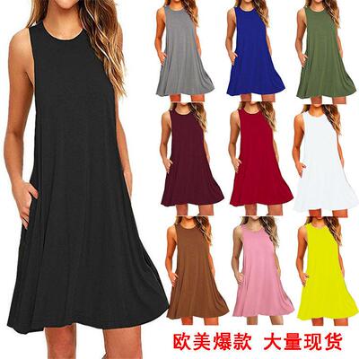 Women's Mineral Wash Sveless Mini Tank Dress with Pockets,