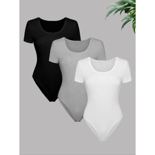 SolidScoopNeckBodysuitCasual