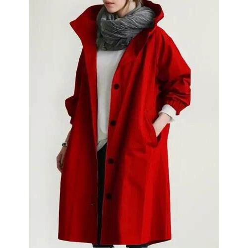G 29959 Women Hooded Trench Coat Elegant优雅风衣