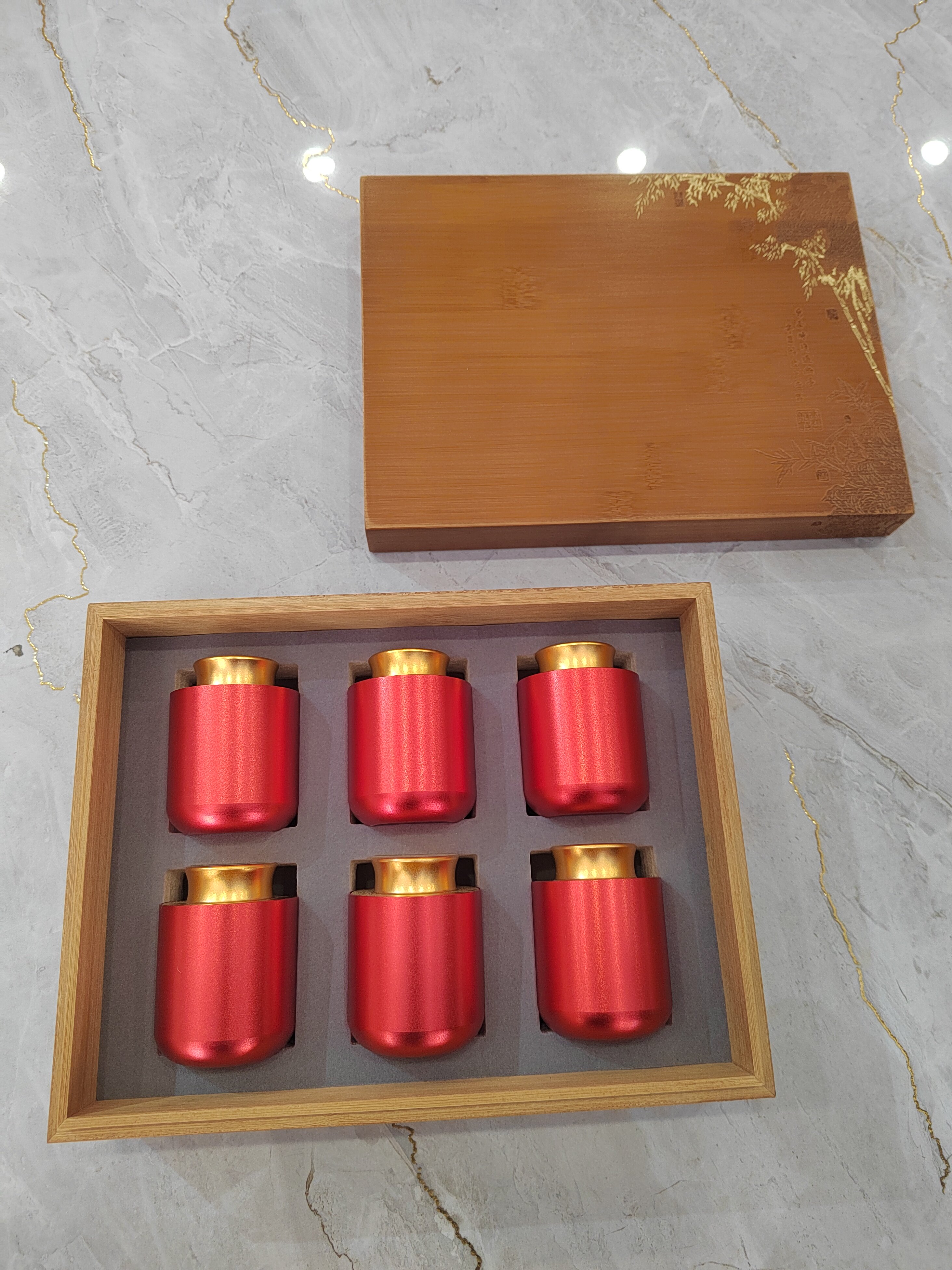 高端合金罐新款小罐茶岩茶红茶绿茶通用罐装礼品盒空盒竹盒礼盒罐