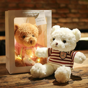 创意卫衣泰迪熊公仔衣服毛衣小熊礼盒毛绒玩具儿童安抚抱枕洋娃娃