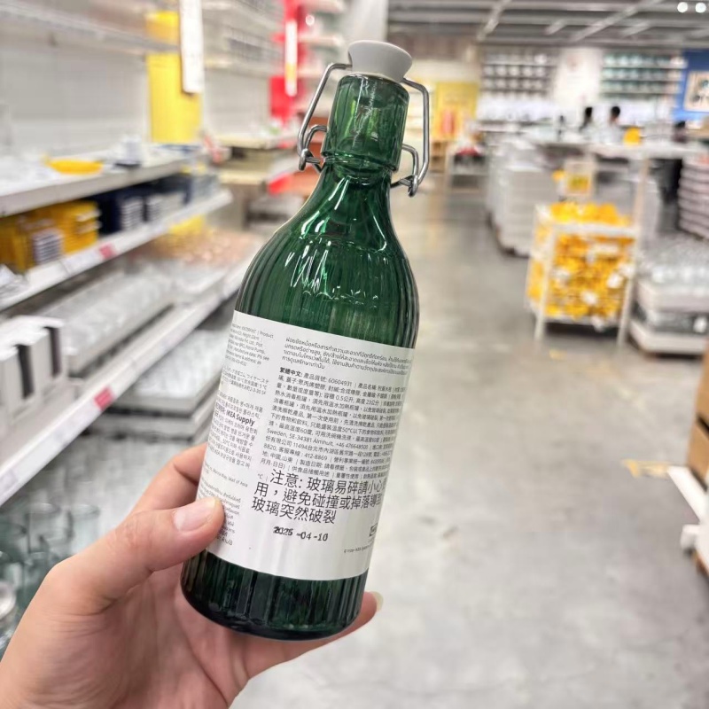 2025圣诞 IKEA宜家VINTERFINT云芬特绿色玻璃附盖密封瓶500毫升