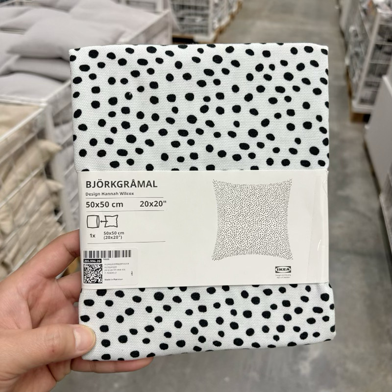 IKEA宜家 比约劳玛 靠垫套沙发抱枕套北欧简约黑白图案50x50cm图片
