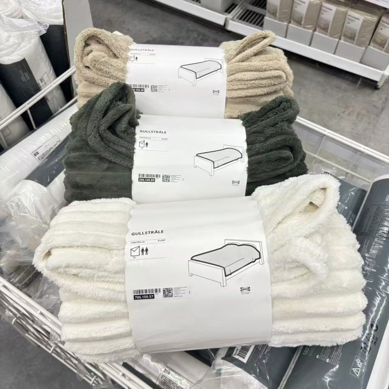 IKEA宜家 古斯塔拉床罩床上盖毯装饰床旗柔软保暖床单纯色沙发毯,床上用品,床罩,淘宝优惠券,粉丝福利购,淘宝优惠卷