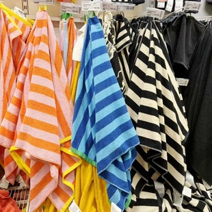 IKEA/宜家 斯隆霍冒浴巾纯棉毛巾中厚吸水简约条纹图案擦脸擦身巾