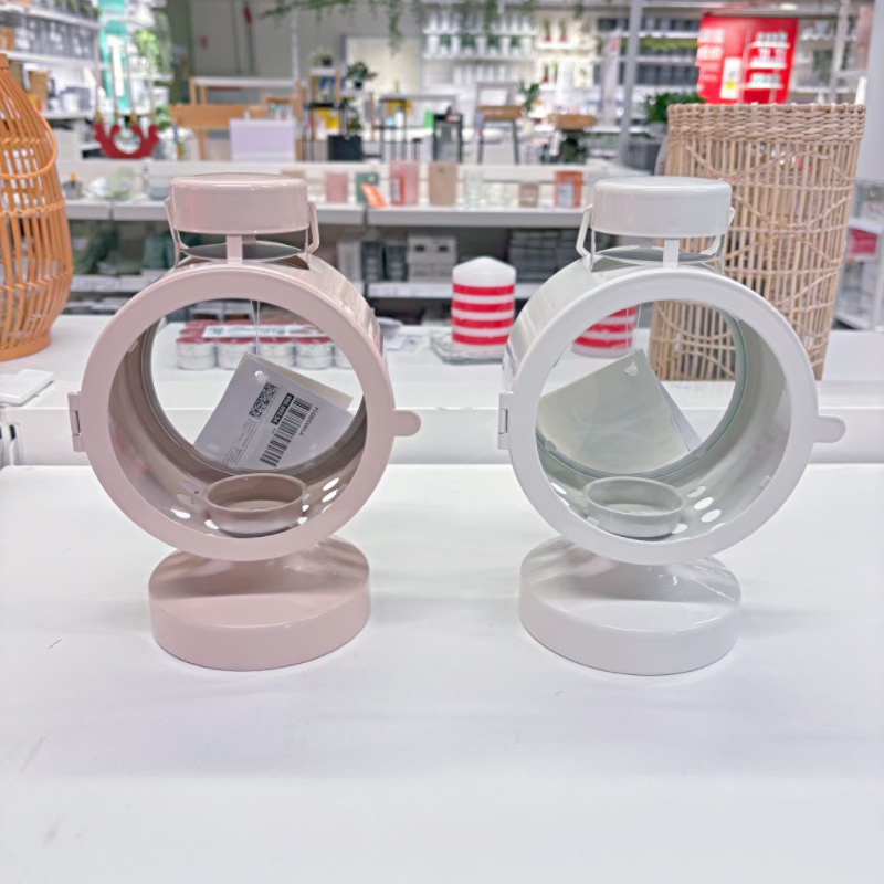 IKEA宜家 弗鲁瓦拉烛台灯灰白粉色北欧金属烛台家居装饰手提式