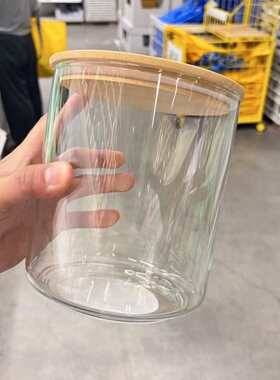 IKEA宜家 依克拉顿 圆形玻璃覆盖透明罐居家粮食收纳罐2.3公升