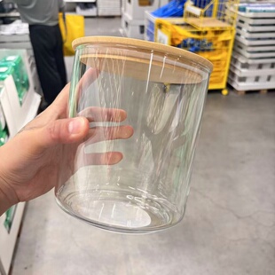 IKEA宜家 依克拉顿 圆形玻璃覆盖透明罐居家粮食收纳罐2.3公升