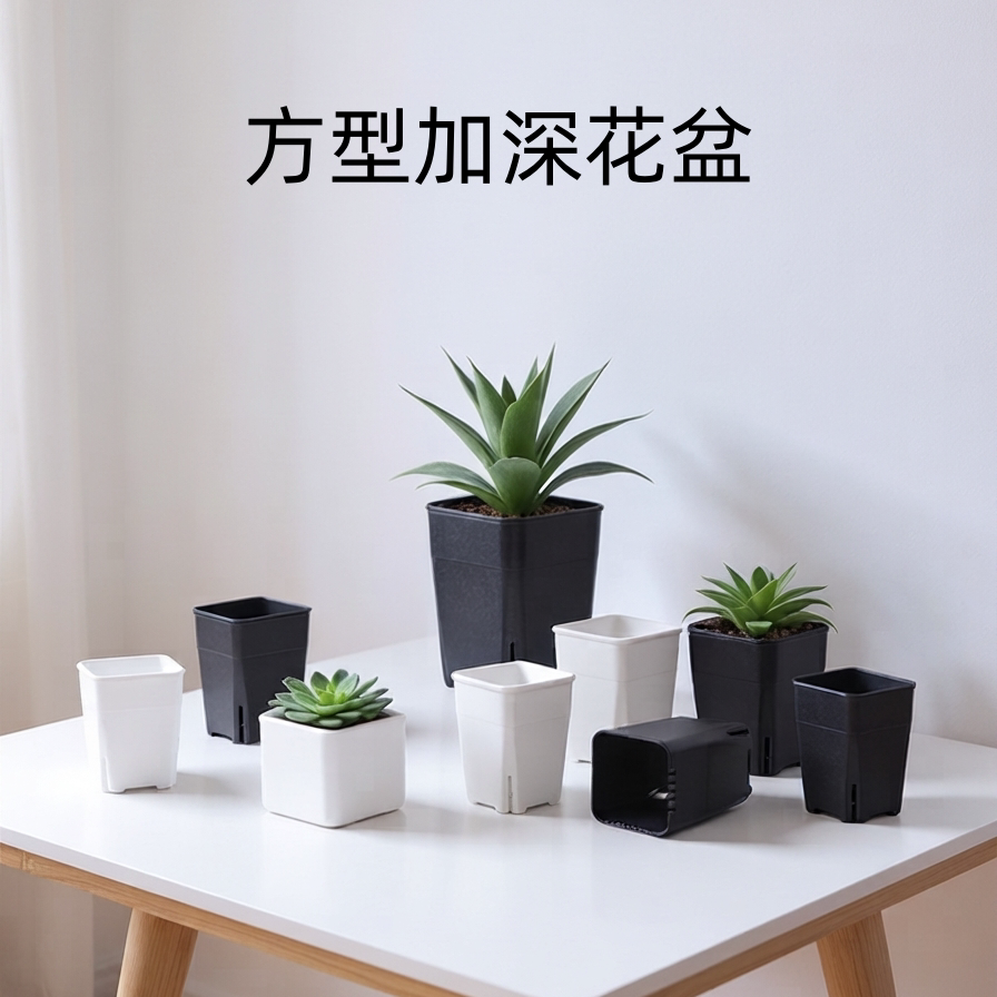 方形万象盆/塑料花盆/多肉花盆/加厚花盆/玉露花盆/黑方/多肉方杯
