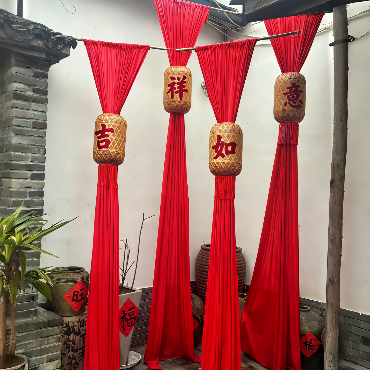 2026新年装饰竹编油纸灯笼潮汕灯笼春节庭院布置景区街道古风挂饰