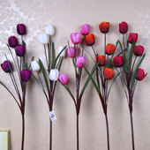 郁金香仿真花假花布料花绢花塑料花客厅落地装 套装 饰花卉摆设花艺