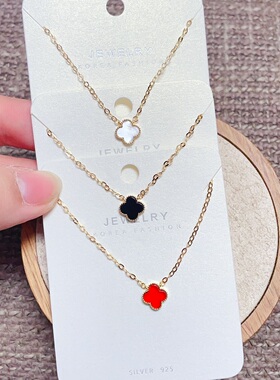 琪娅拉品牌新款s925纯银四叶草项链锁骨项链女百搭气质