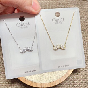 古丽古丽银饰通体S925纯银微镶小胡子时尚锁骨项链女百搭个性