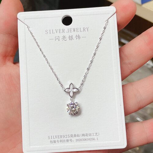 莫桑钻项链闪亮银饰通体纯银