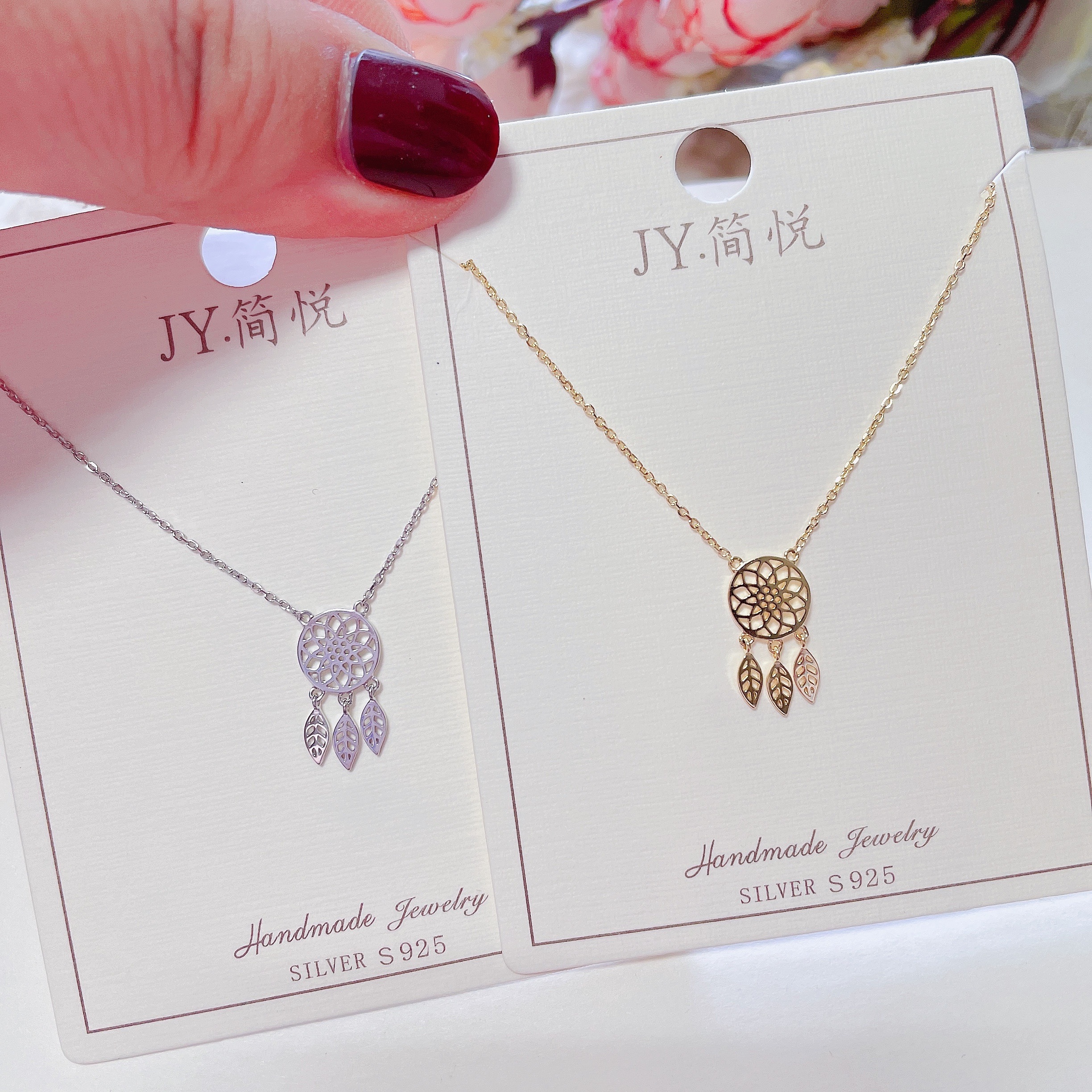 光面金属冷淡风捕梦网百搭银饰