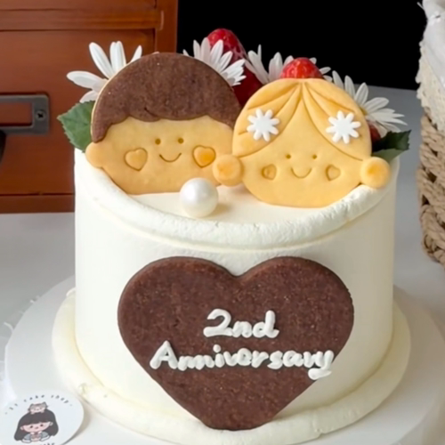 爱心娃娃脸头像男孩女孩一家三口四口儿童生日蛋糕装饰曲奇饼干