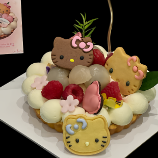 kitty猫糖霜黄油曲奇饼干手工卡通礼盒甜品零食生日儿童摆台满月