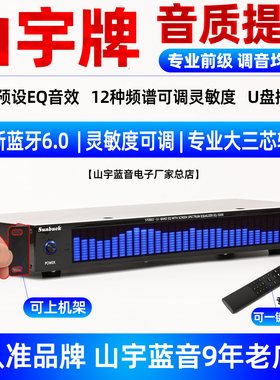 专业前级EQ均衡器 调音U盘播放蓝牙5.0频谱显示家用舞台卡农输出
