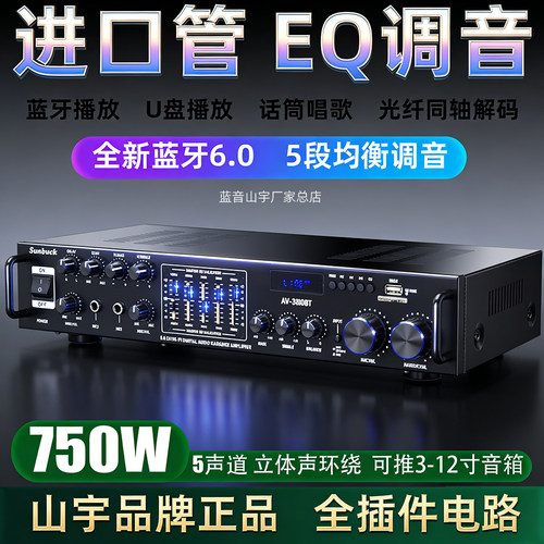 全新6.0蓝牙功放机5声道环绕家庭卡OK唱歌光纤同轴解码U盘收音机