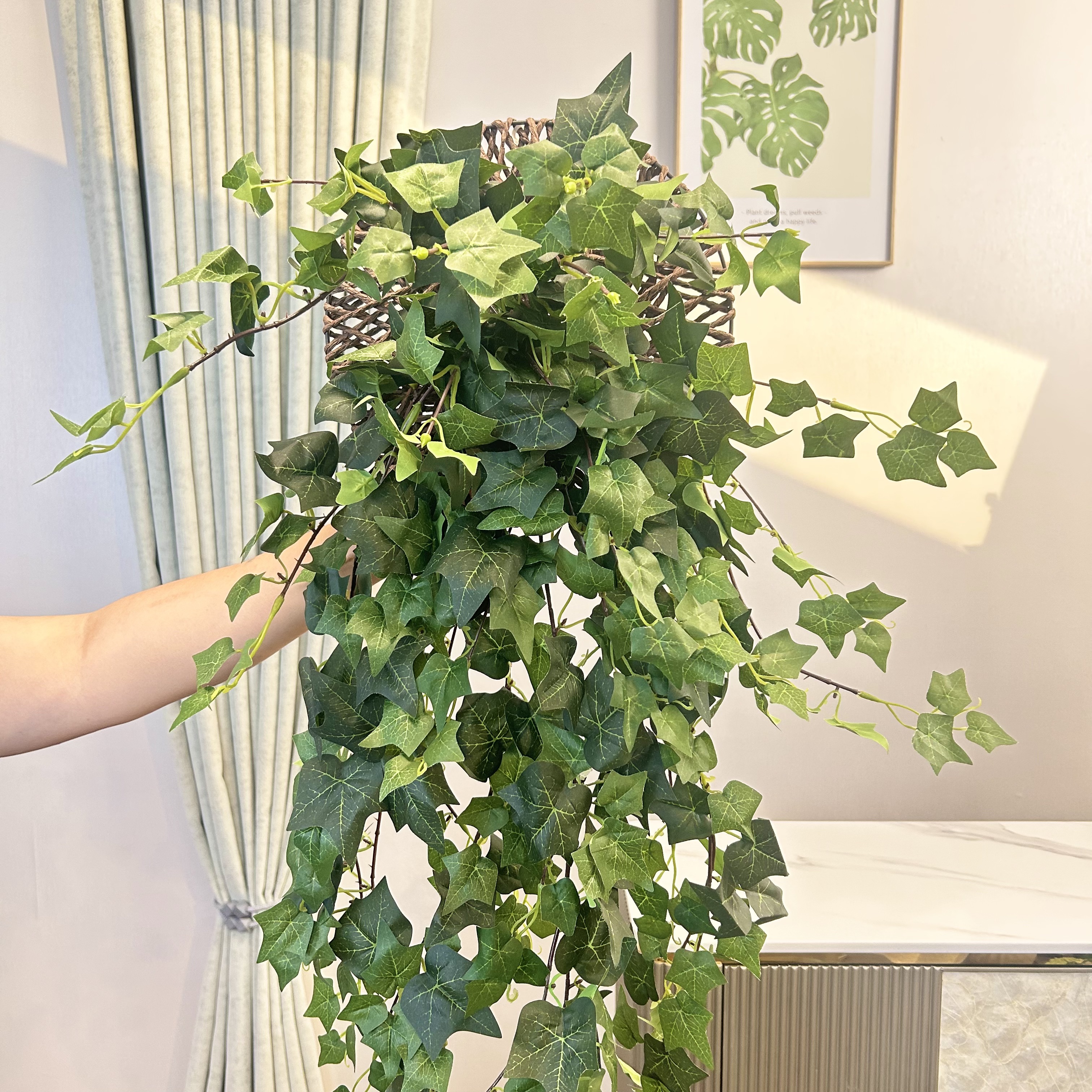 常春藤壁挂田园仿真花绿色植物藤蔓花条阳台户外缠绕垂吊装饰花艺