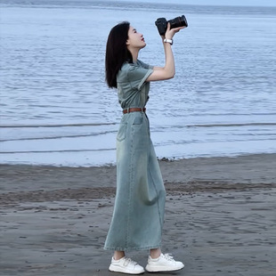 牛仔裙连衣裙女2025夏季新款港风长裙质感高级感港味复古裙子
