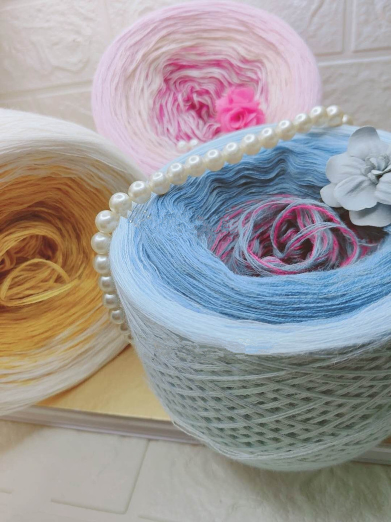 美丽诺羊毛蛋糕线中粗长段染渐变