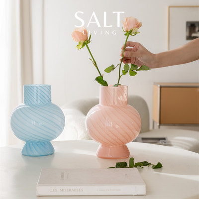 SaltLiving玻璃葫芦条纹花瓶