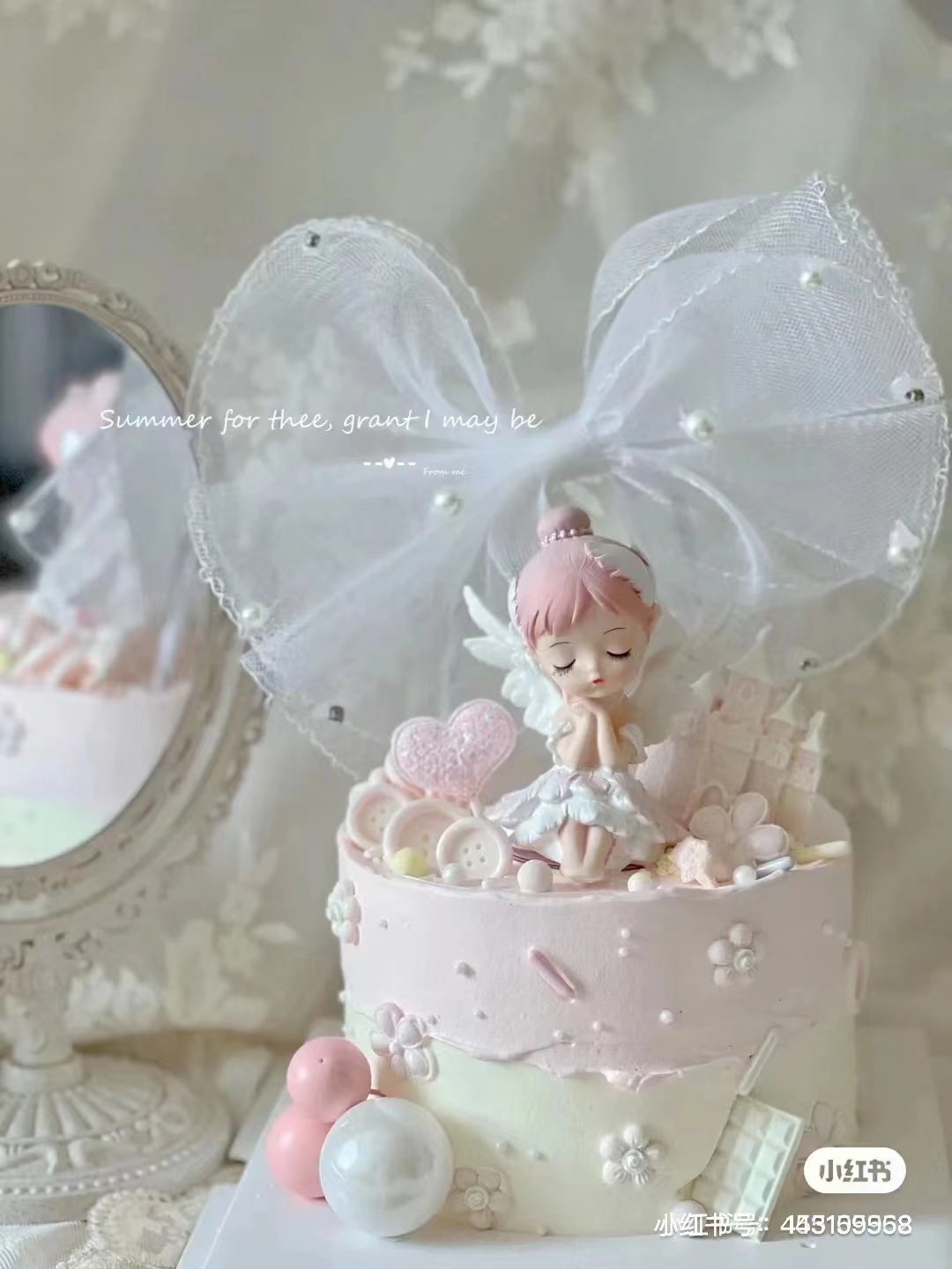ダイヤ付きピンクリボンプラカードピンクベラ女の子お姫様の誕生日デザートベイクドケーキ飾り