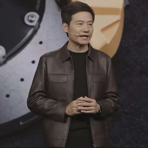 雷军同款皮衣小羊皮夹克