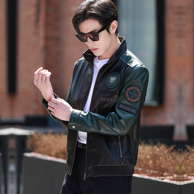 皮衣外套男款2025新款机车夹克牛皮外套男立领皮夹克真皮短款潮流