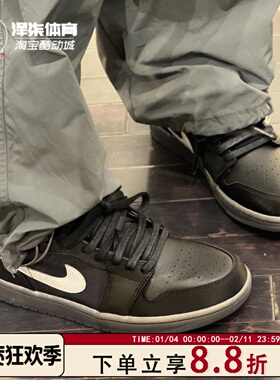 AIR JORDAN 1  AJ1黑武士 黑色男款低帮复古篮球鞋HV5968-001