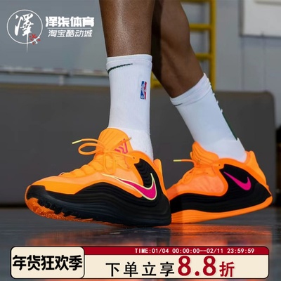 耐克字母哥7黑橙中帮实战篮球鞋