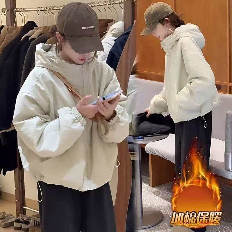 棉衣外套女短款连帽2025年新款