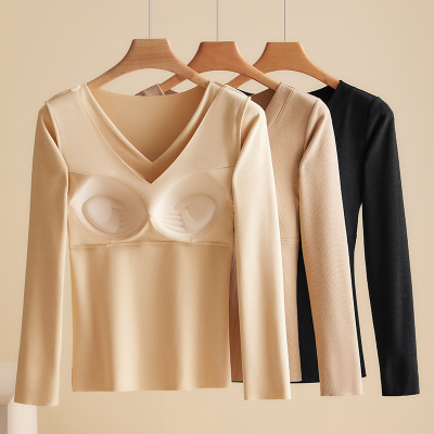 保暖内衣女长袖V领美体打底女