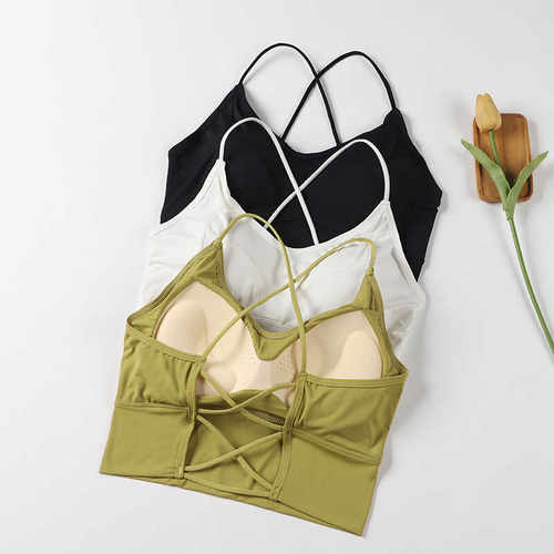 聚拢乳胶胸垫一体吊带背心冰丝