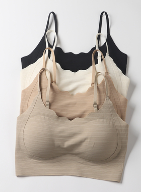 无痕防走光乳胶内衣抹胸粉底液隐形小胸加厚聚拢运动美背心固定杯