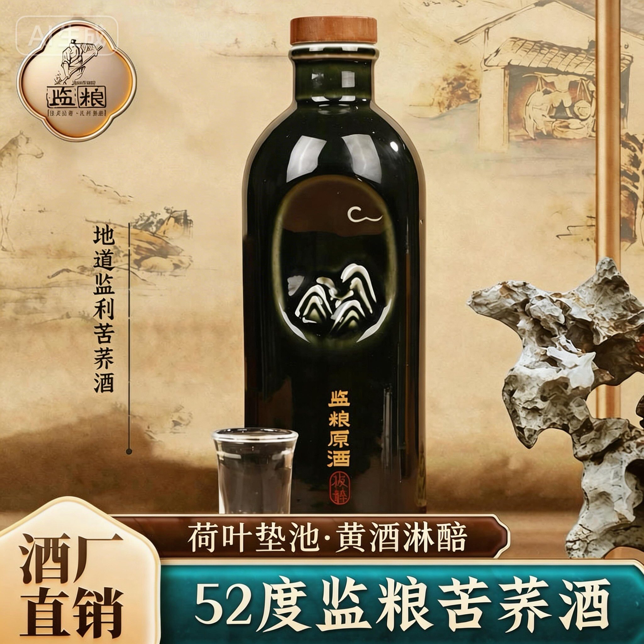 监利粮酒大师级52度拔粹经典绝版陈酿美酒500ml