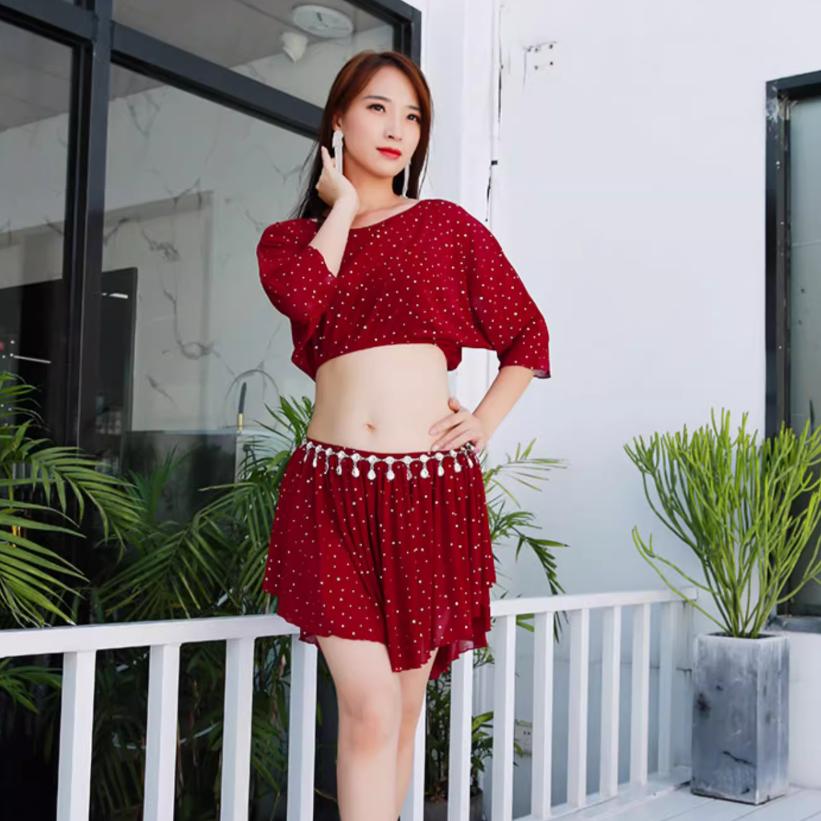 舞娘肚皮舞练功服套装2025新款冬初学者东方舞女性感短裙练习演出