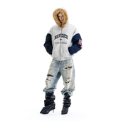 EXITMODE 拼色毛领印花棉衣外套保暖棉服 25AW BLINDNOPLAN