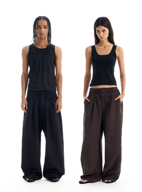 EXITMODE BY BLINDNOPLAN 25AW 双腰肌理捏褶廓形长裤直筒休闲裤