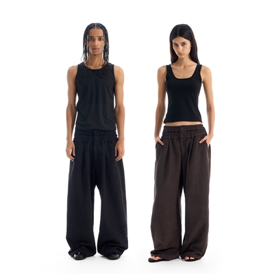 EXITMODE BY BLINDNOPLAN 25AW 双腰肌理捏褶廓形长裤直筒休闲裤