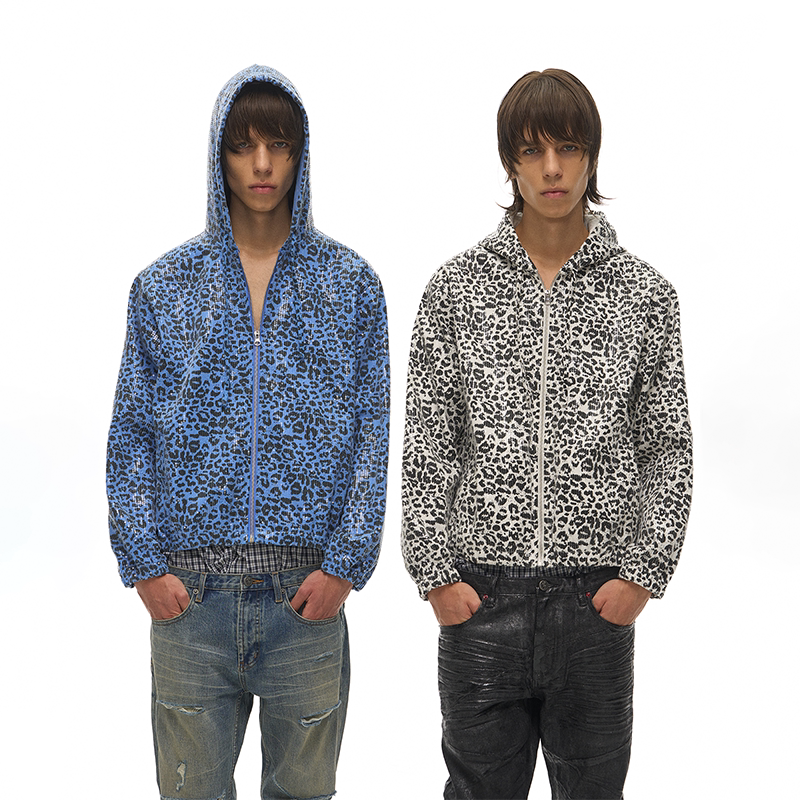 EXITMODE 26FW CLIN SERIES豹纹亮片连帽卫衣宽松休闲外套男女款 款亮实拍商品图