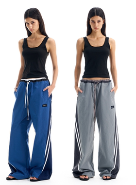 EXITMODE BY BLINDNOPLAN 25AW 撞色条纹拼接运动长裤抽绳休闲裤