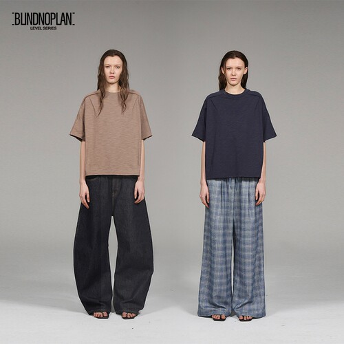 BLINDNOPLAN 25SS 高端系列拼接竹节纹短袖T恤纯棉宽松内搭打底衫