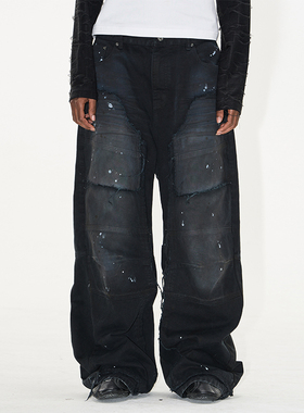 EXITMODE BY BLINDNOPLAN 25SS 水洗泼墨错位拼接伐木直筒牛仔裤