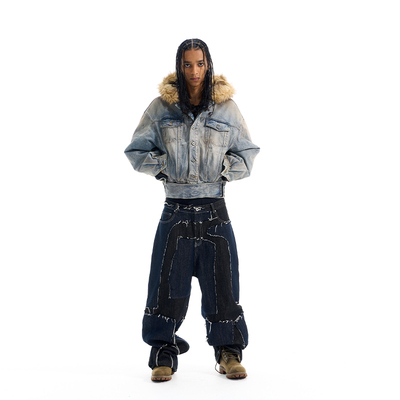 EXITMODE BY BLINDNOPLAN 25AW 水洗做旧廓形牛仔可拆卸棉服夹克